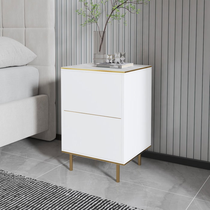 Hanah Home Imaj - Mármol Blanco y Dorado